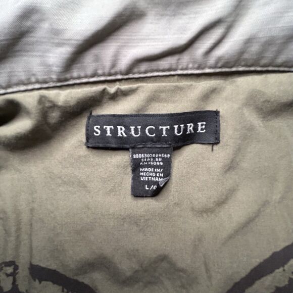 Vintage Structure Military Style Jacket Size Large Tan Button Front Coat - Picture 3 of 11